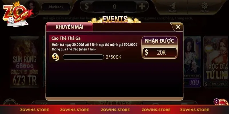 Các sự kiện hoàn trả nạp tiền đưa ra mức thưởng hấp dẫn